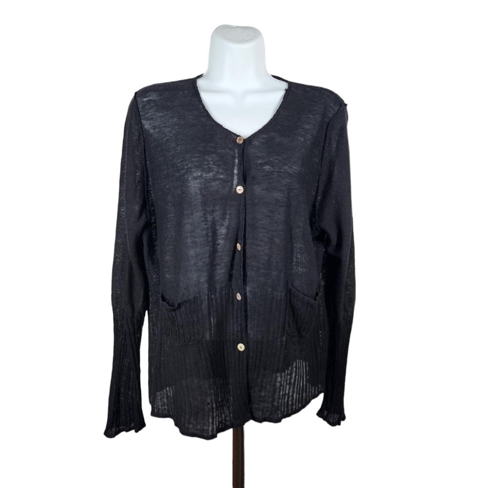 BASCO LINEN BUTTON FRONT SWEATER